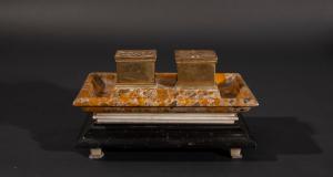 Rome, 19th century, Neoclassical Inkwell in hard stones and marbles